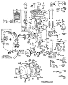 Cyl, Piston, Muffler, Crnkcse Diagram and Parts List for 145401-0140-XX  Briggs and Stratton Engine